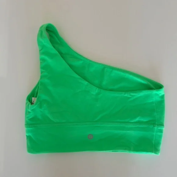 Lululemon One Shoulder Bra Neon Green Align Longline Yoga Pilates Size 8